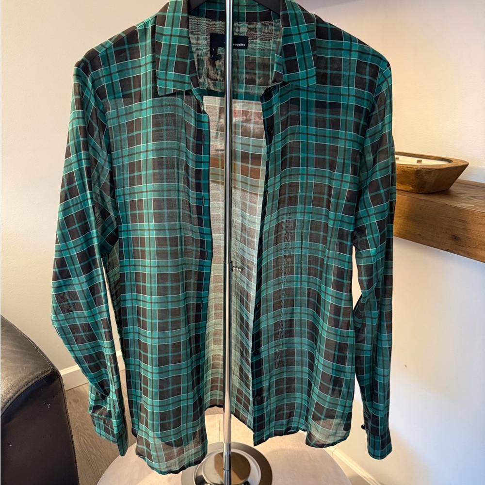 Green Plaid Button-Up Shirt